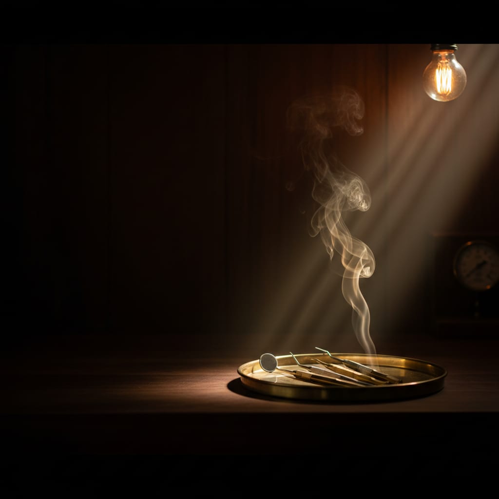 A medical-grade stainless processing cassette in warm light
