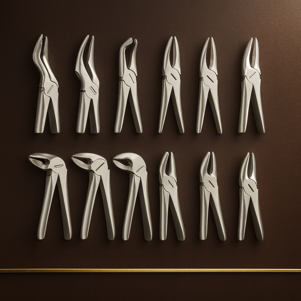10 piece surgical steel forceps set with fenestrated handles for precision grip — Dental Bench