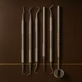 6 piece stainless steel precision probe and scraper set in storage pouch — Dental Bench