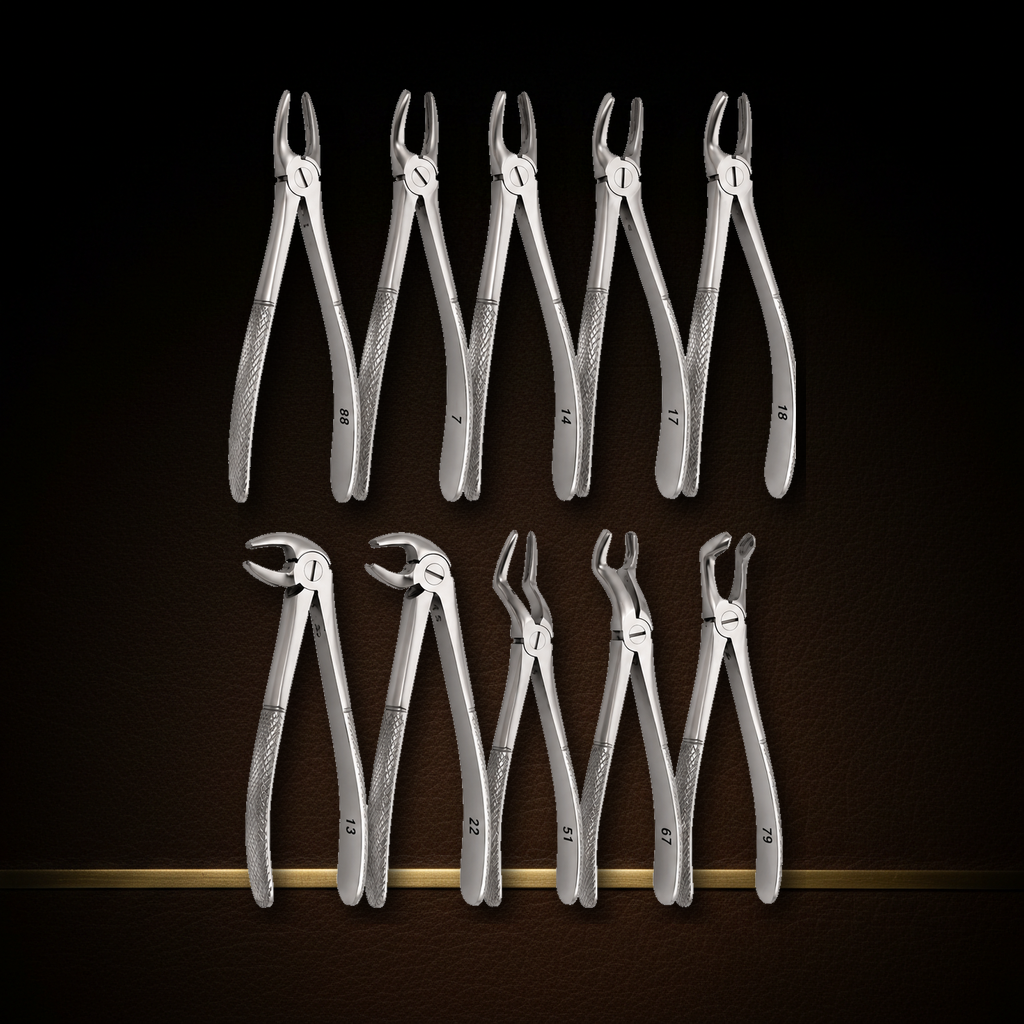 stainless steel extraction forceps set 10 assorted jaw profiles for precision wo — Dental Bench