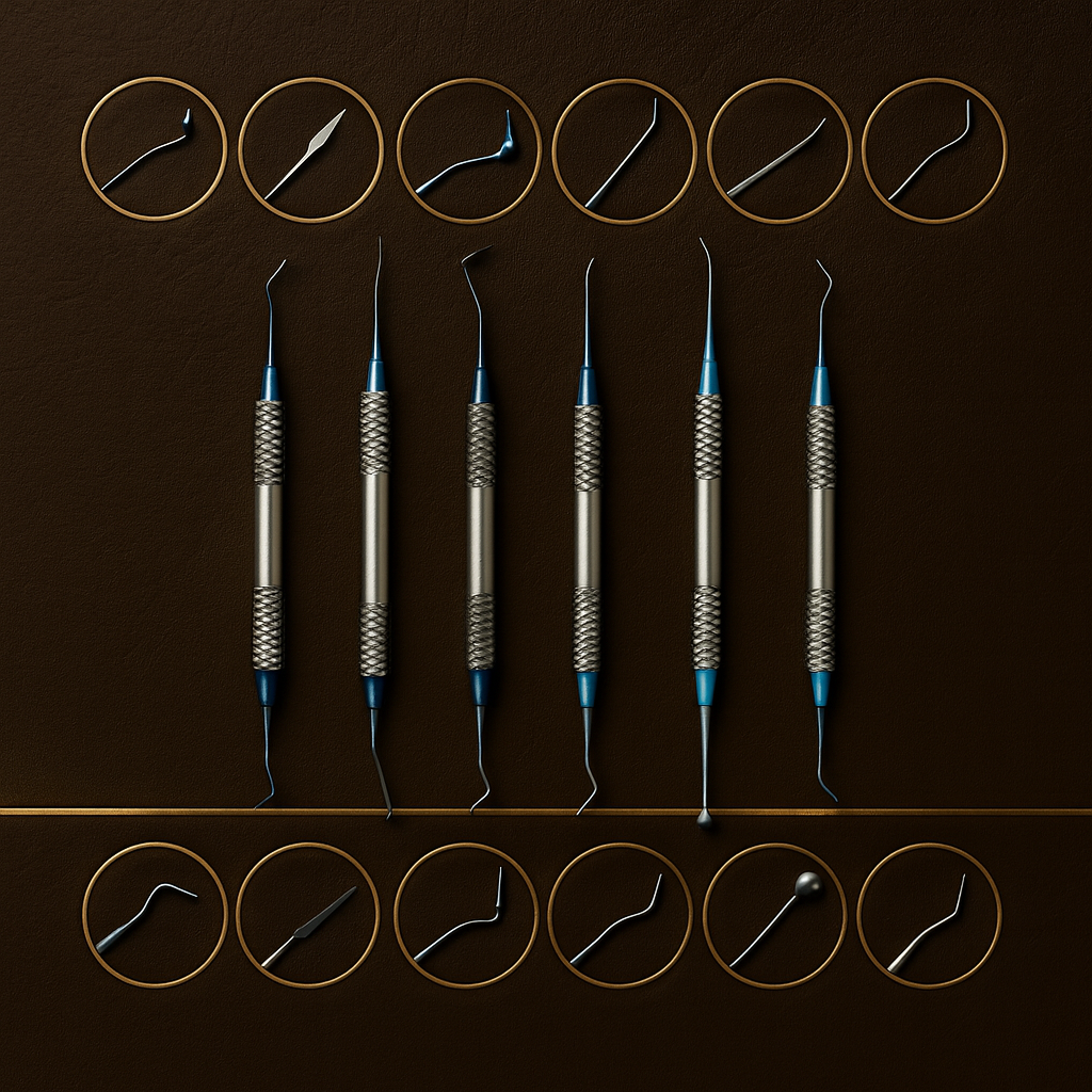 set of 6 double ended sculpting tools titanium coated for non stick application — Dental Bench