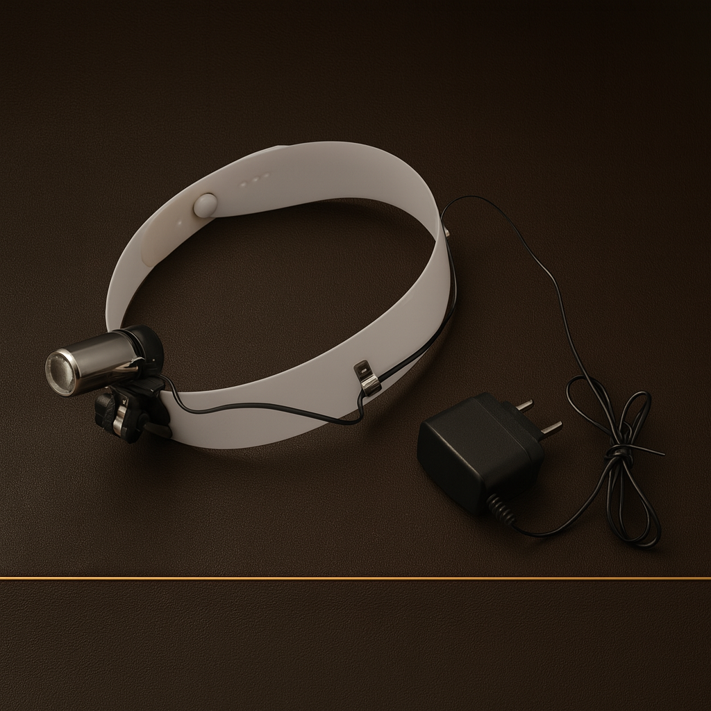 jansen style head mounted inspection lamp with mirror and magnifying glass — Dental Bench