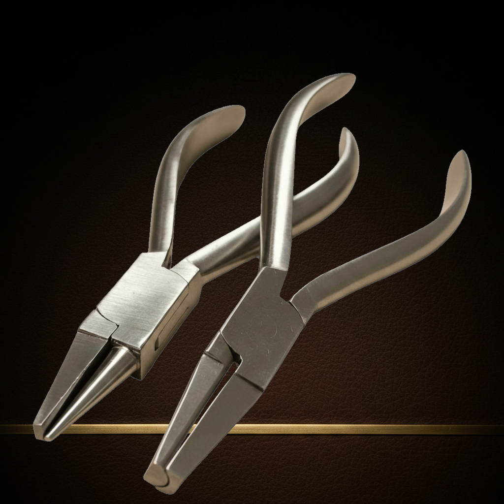 orthodontic pliers set half round concave round flat nose 14 cm — Dental Bench