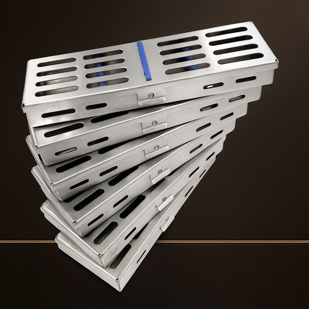 sterilisation cassette rack set 6 piece holds 5 instruments each — Dental Bench