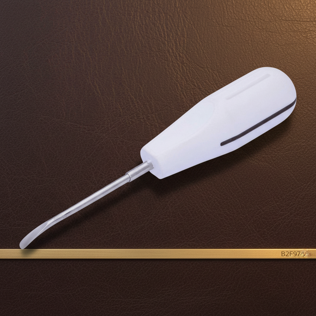 surgical luxating elevator with 5 mm down angled tapered blade — Dental Bench