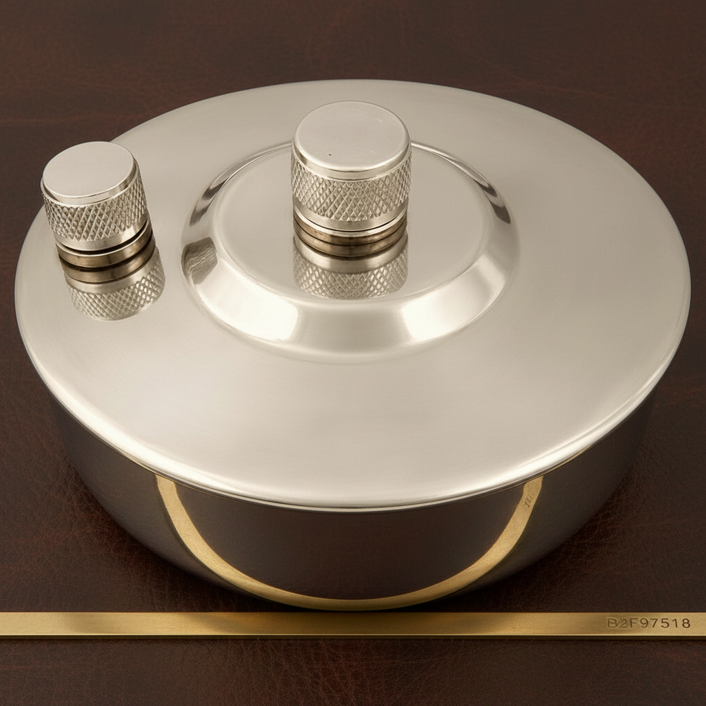 jewellers alcohol spirit lamp in polished stainless steel with snuffer cap — Dental Bench