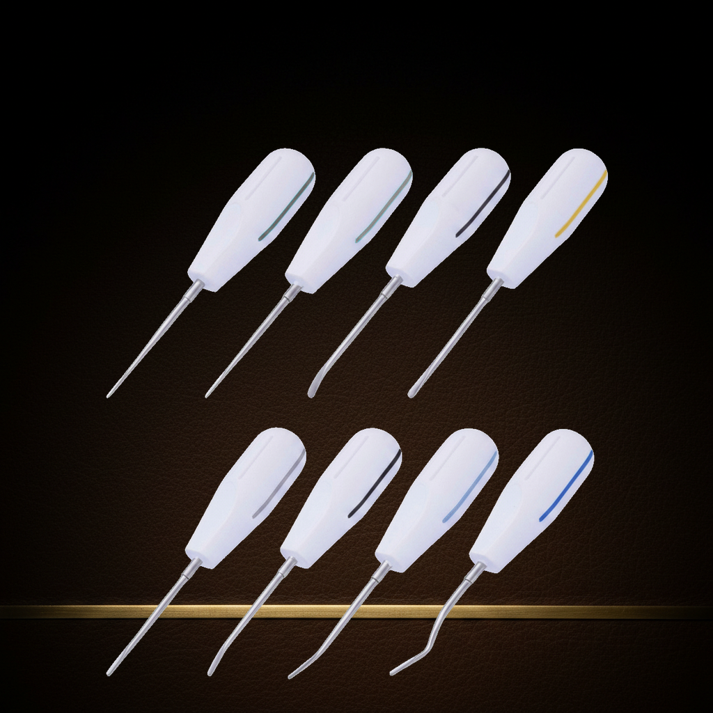 precision elevator lever set 8 piece surgical steel in faux leather case — Dental Bench