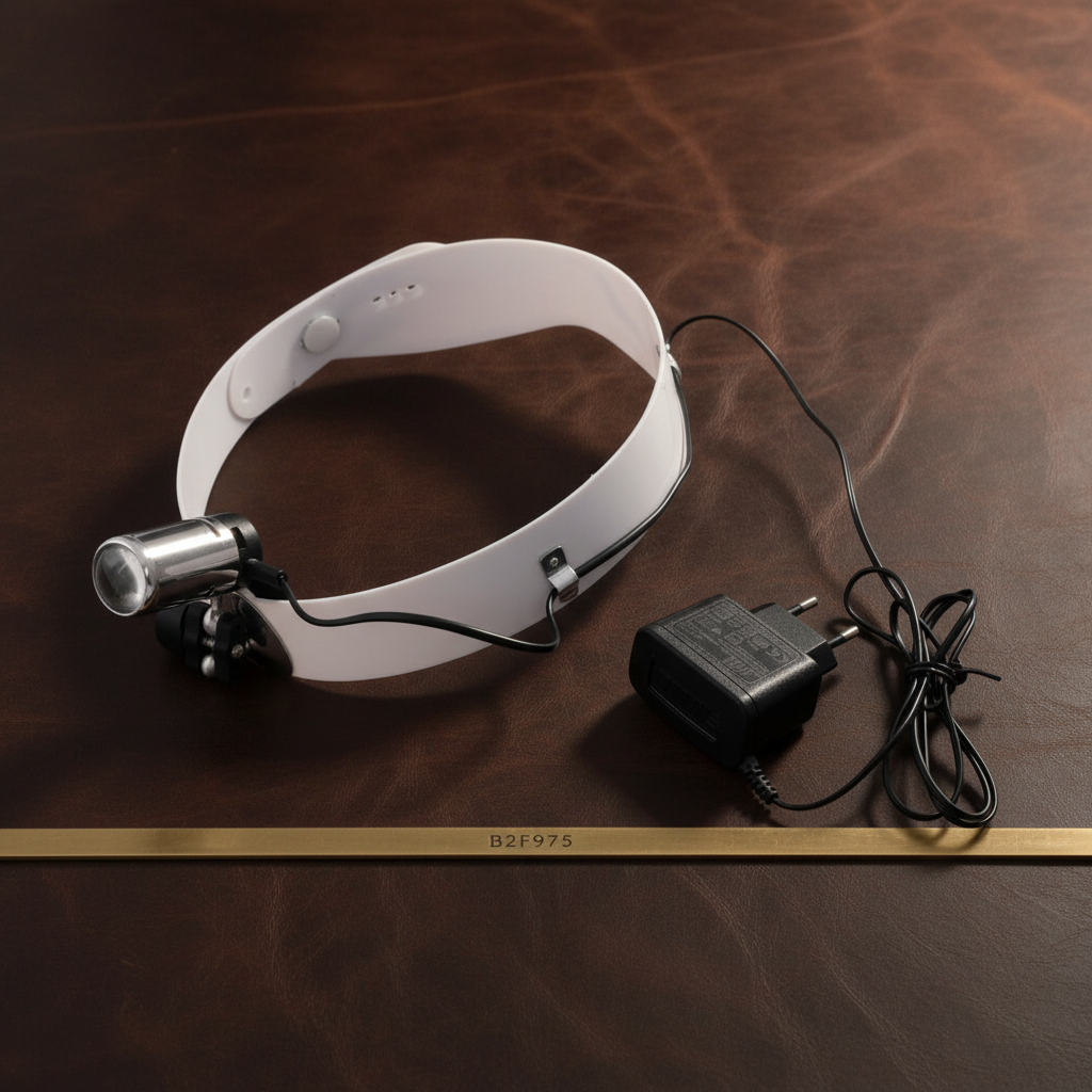 jansen style head mounted inspection lamp with mirror and magnifying glass — Dental Bench