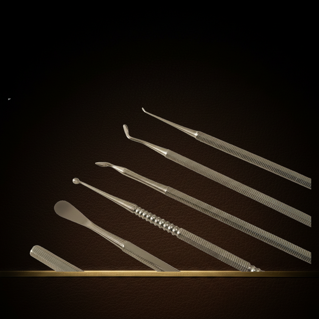 stainless steel wax clay sculpting set 6 double ended tools with pouch — Dental Bench