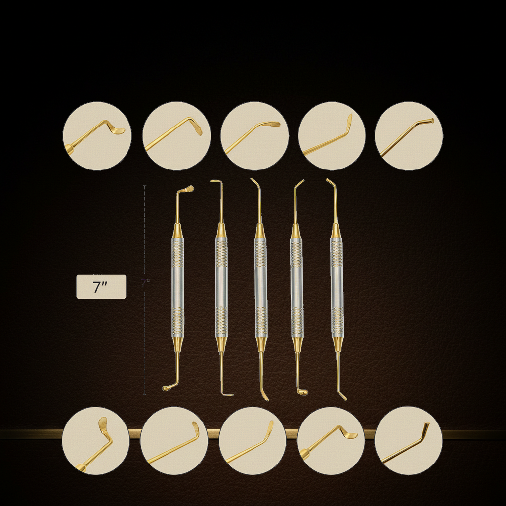 five piece sinus lift instrument set with 9mm handles and titanium plasma coatin — Dental Bench