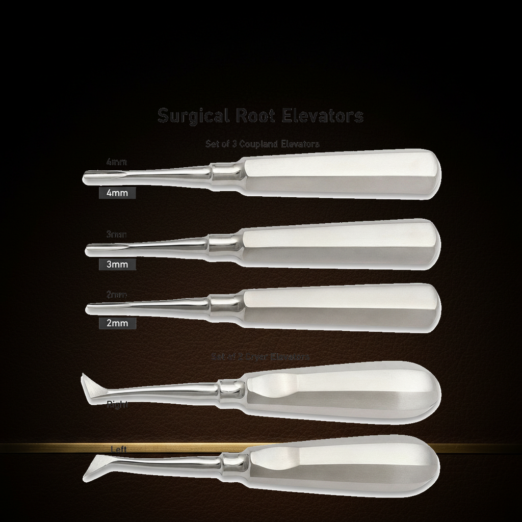 coupland cryer pattern dental root elevator set 5 piece stainless steel — Dental Bench