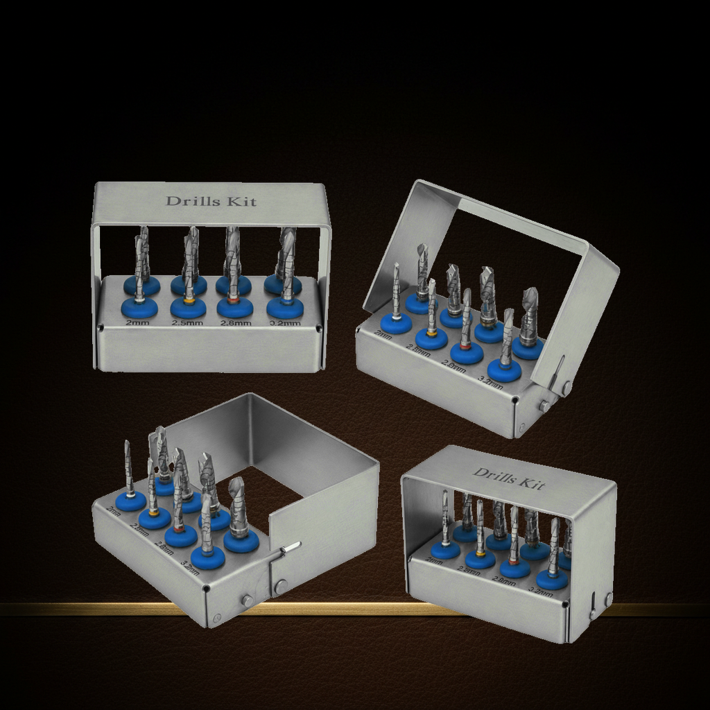 8 piece dental trephine bur drill set 2mm to 5 5mm in stainless steel holder — Dental Bench