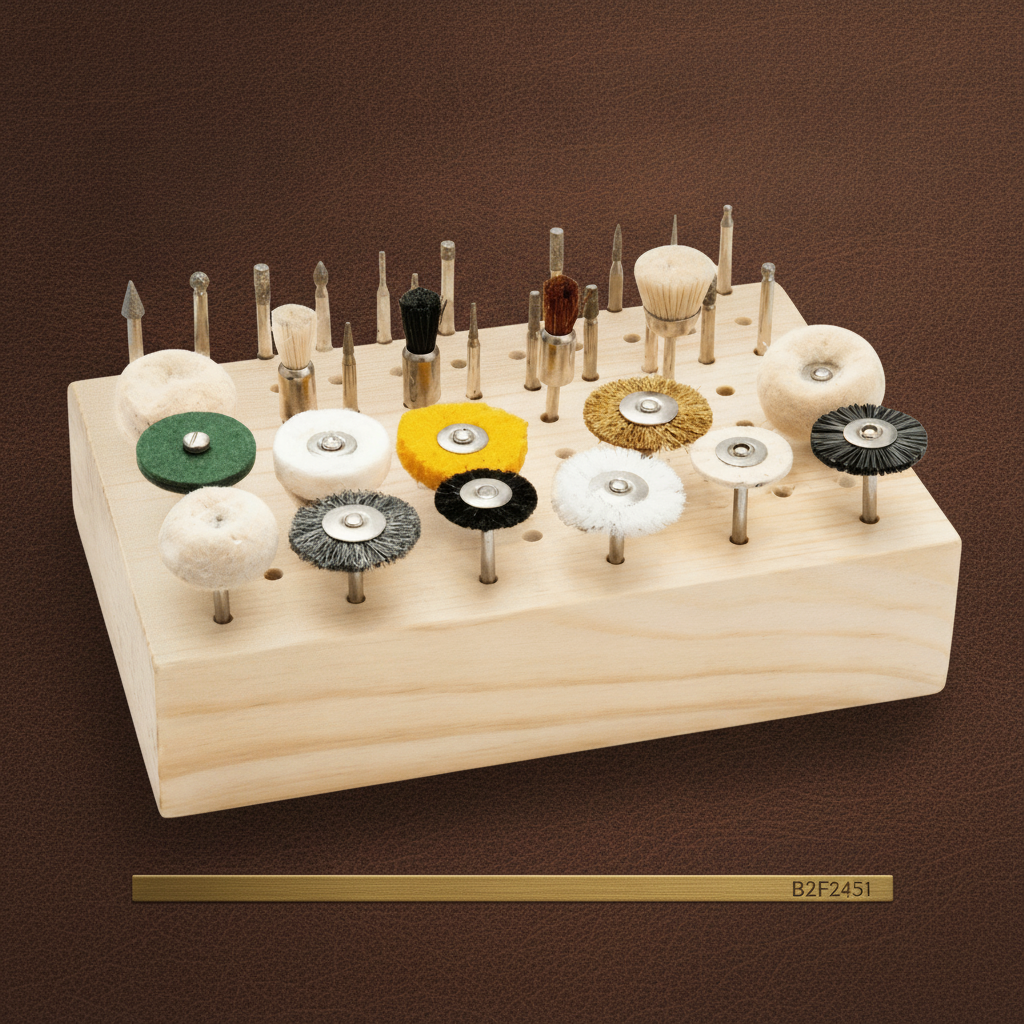 hardwood dental bur block for 88 instruments with 1 8 and 3 32 shanks — Dental Bench