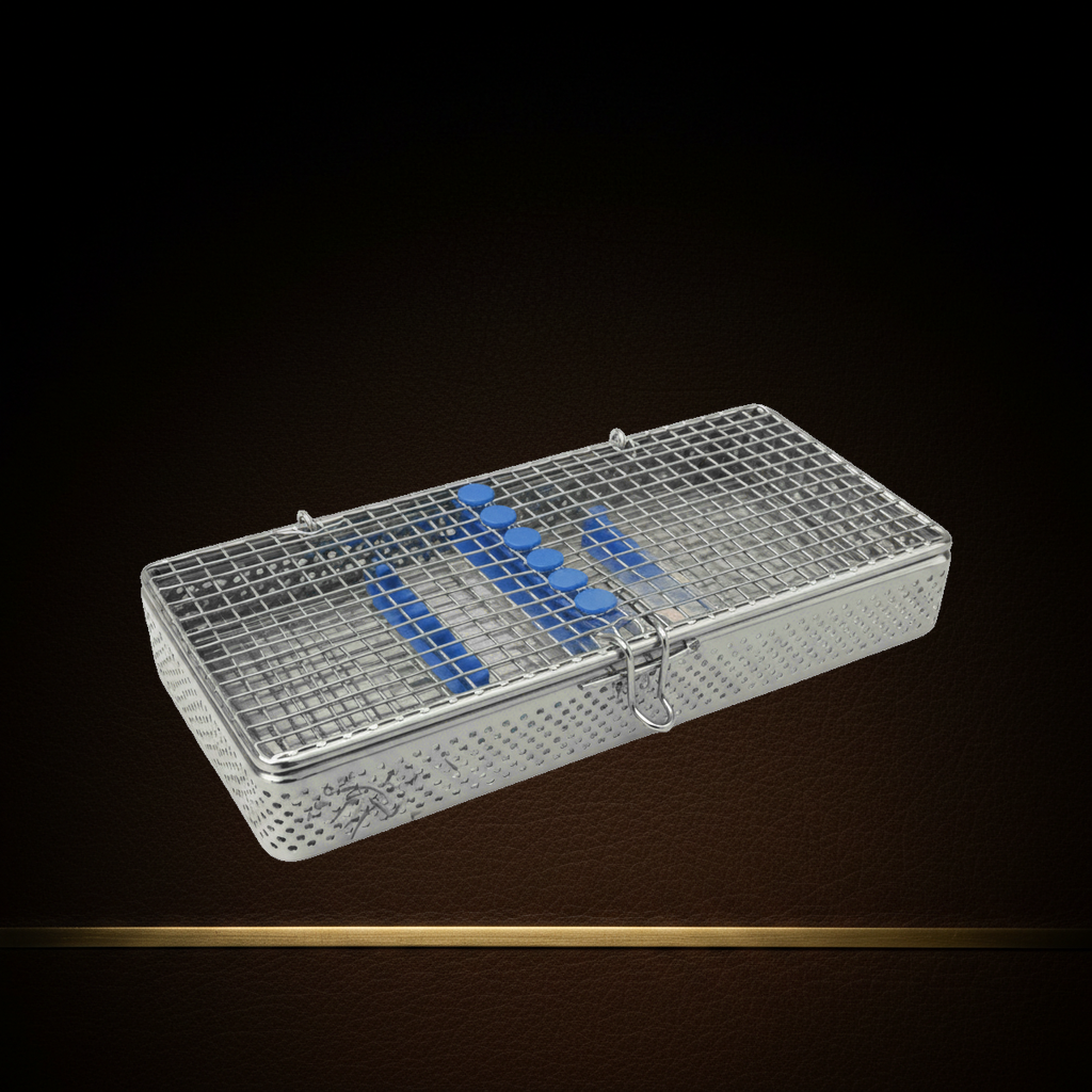 autoclavable sterilisation cassette for 5 dental instruments 195mm — Dental Bench