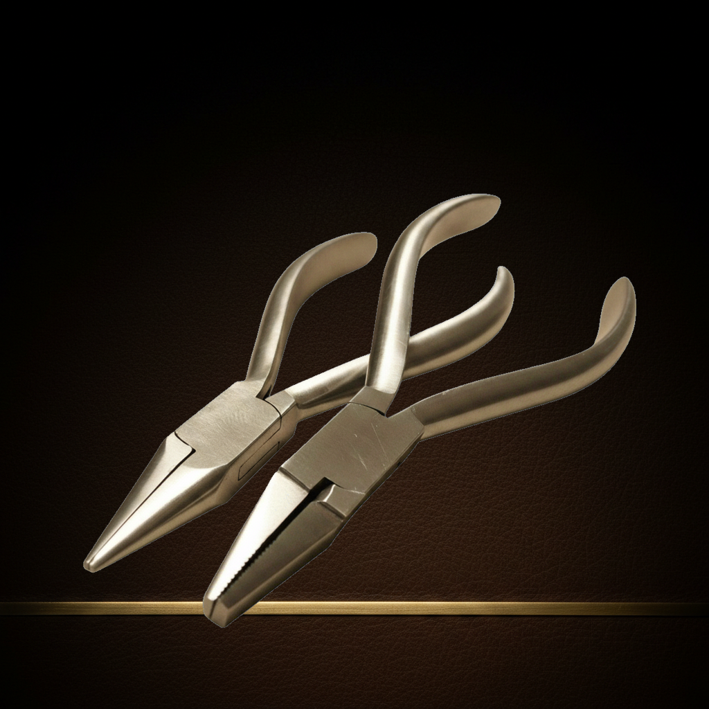 orthodontic pliers set half round flat and chain nose 14 cm stainless steel — Dental Bench