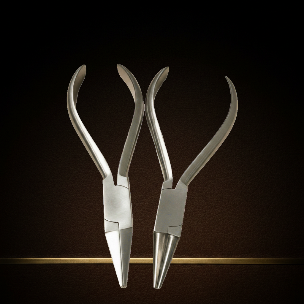 two piece plier set flat nose and round nose 14 cm stainless steel — Dental Bench