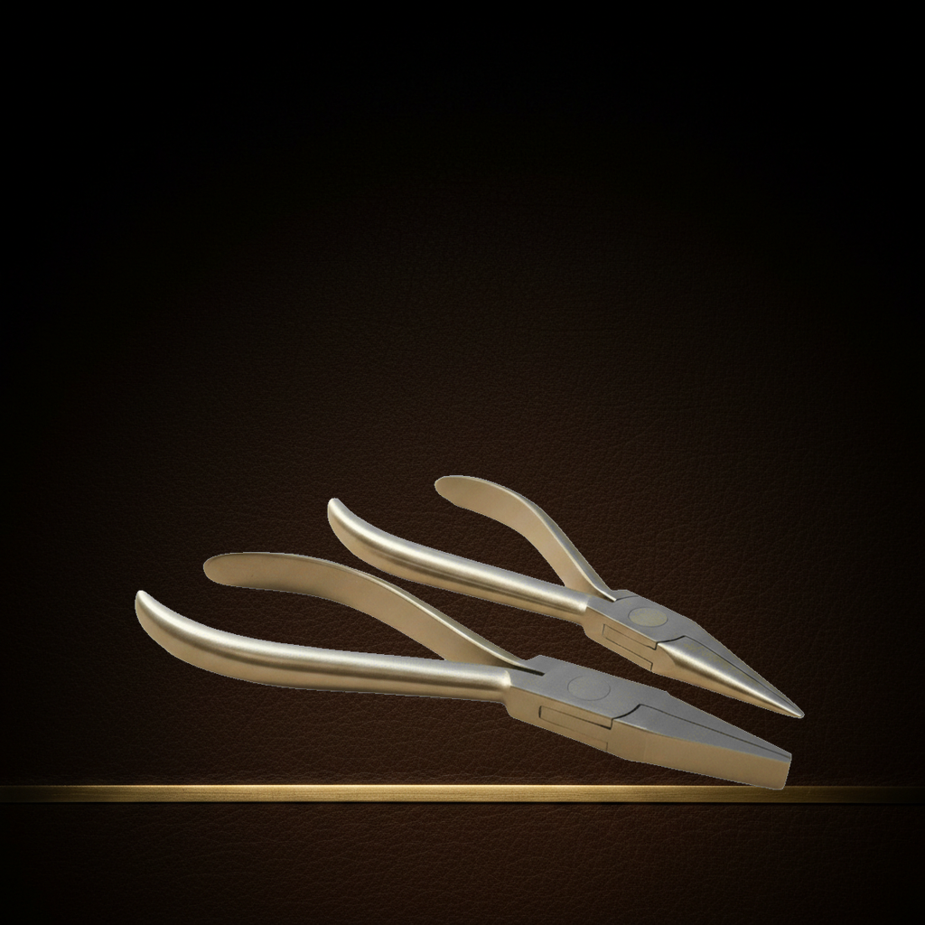 flat chain nose pliers set 140 mm box joint stainless steel construction — Dental Bench