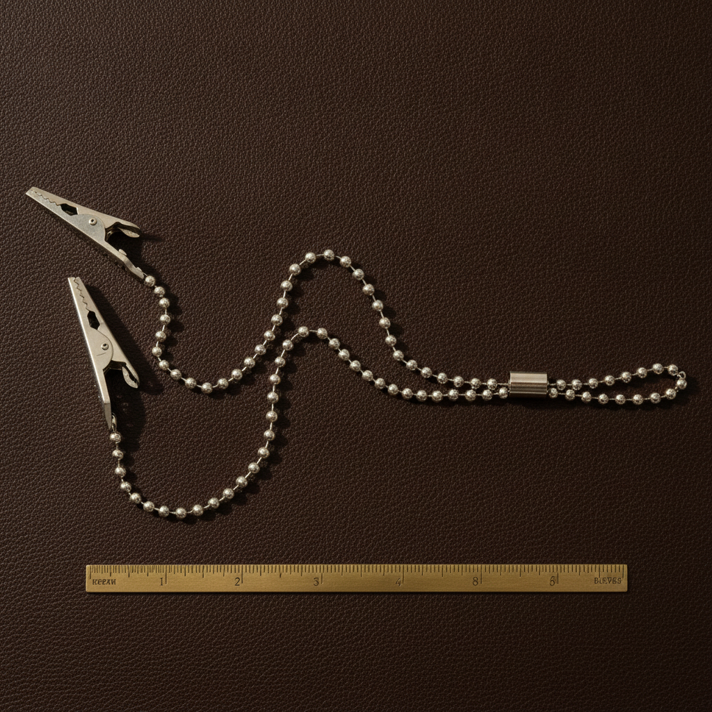 flexible crocodile clip holder with 50cm 20 stainless steel ball chain and lock — Dental Bench
