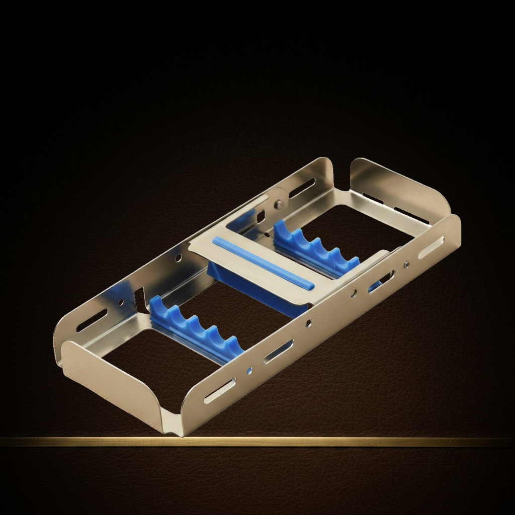 locking instrument sterilisation cassette for 5 tools 19 cm — Dental Bench