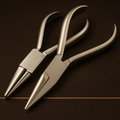 two piece orthodontic plier set with round flat chain nose jaws 14 cm — Dental Bench