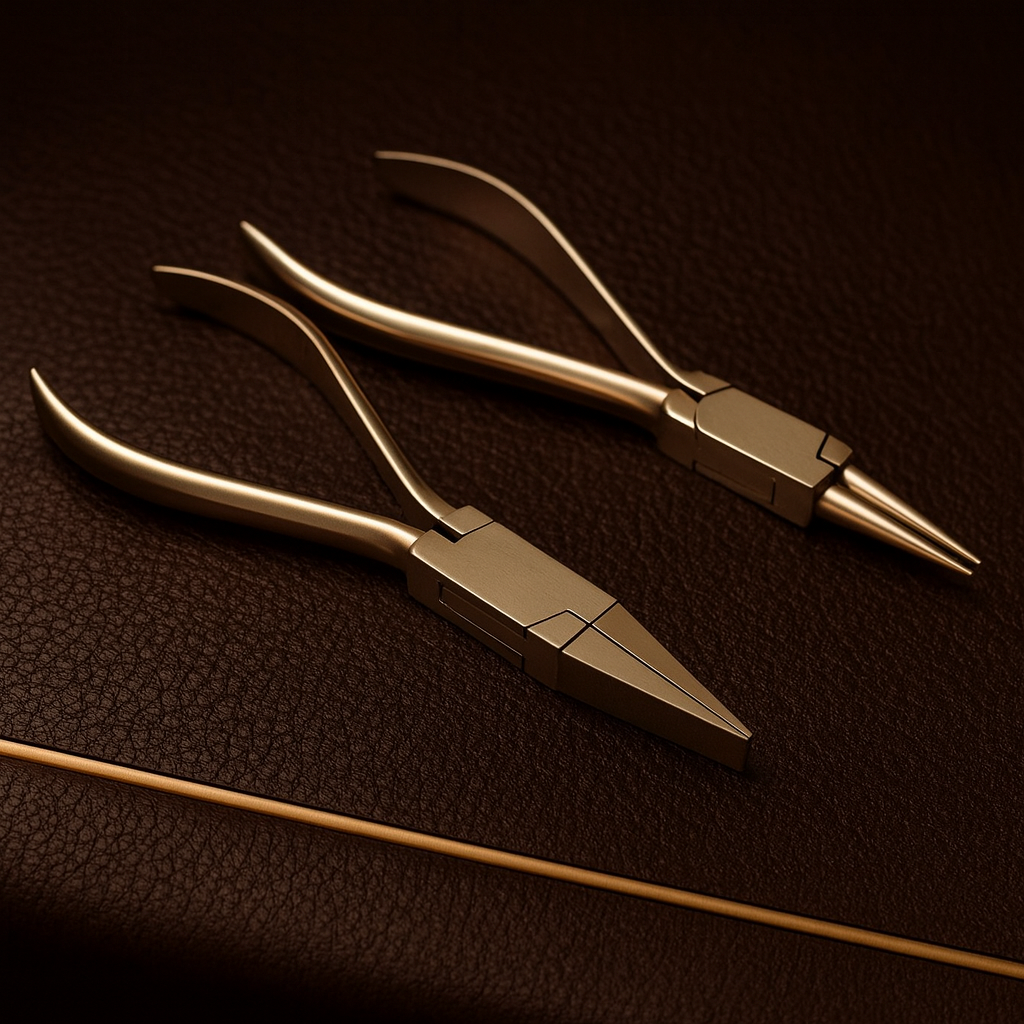 two piece plier set flat nose and round nose 14 cm stainless steel — Dental Bench